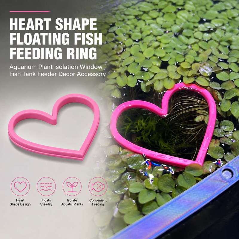 Aquarium Plant Rings - Heart Shaped Floating Fish Feeding Ring